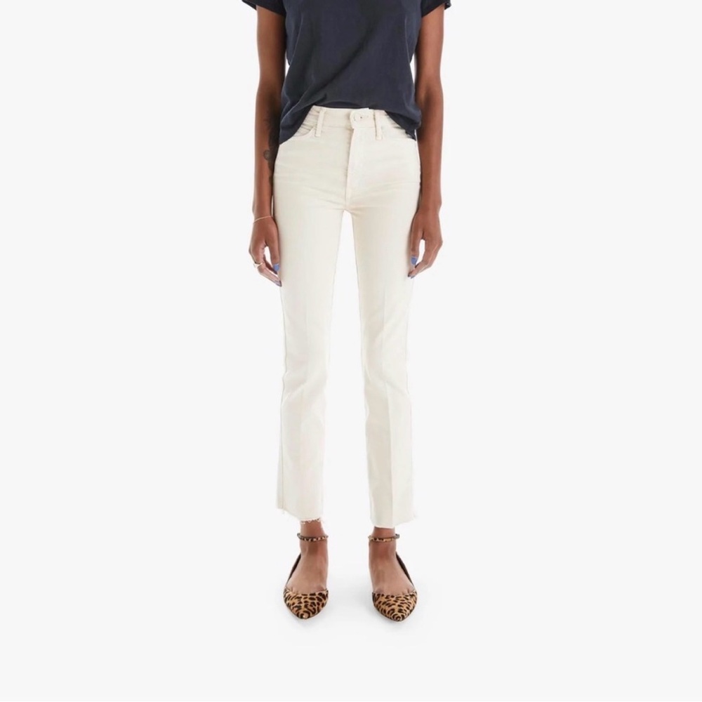 MOTHER Straight Leg Jeans in Off-White